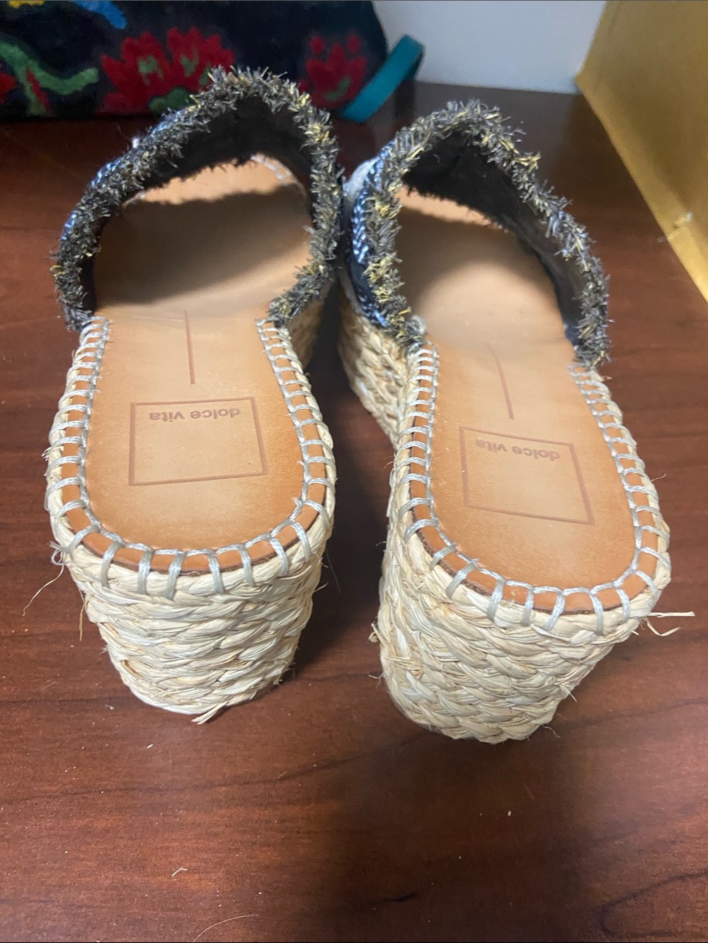 Dolce Vita Black and Natural Braided Espadrille Platform Sandals - Picture 4 of 4
